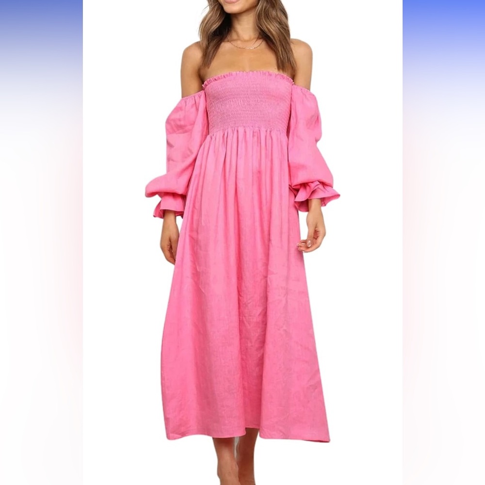Pink Off-Shoulder Maxi Dress